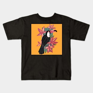 Pink toucan bird with background Kids T-Shirt